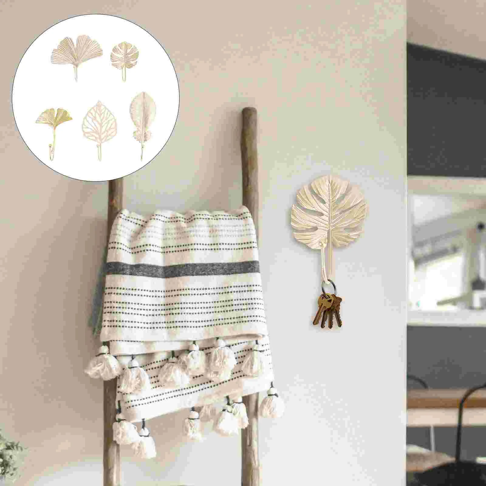 

5Pcs Single Wall Hookss Bathroom Hooks Home Single Wall Hookss (Golden, Random Style)