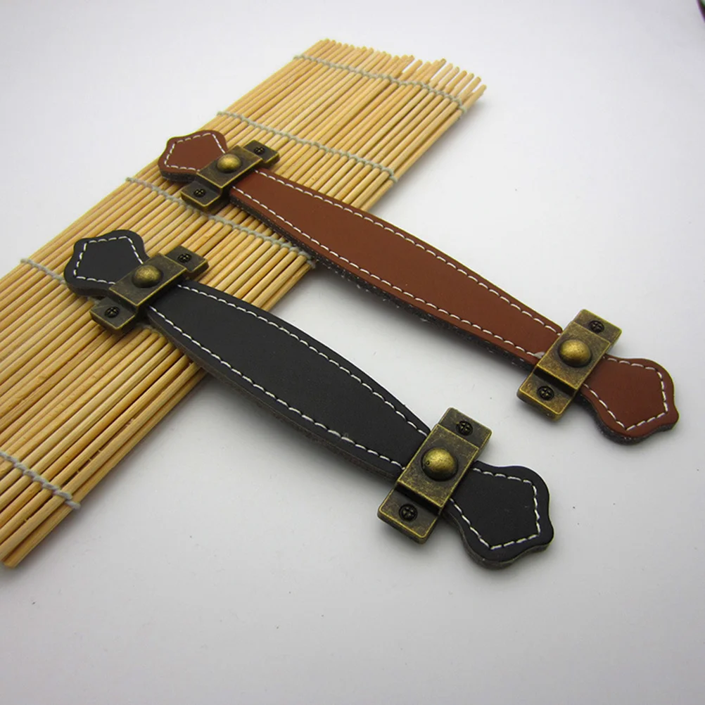 

2pcs Brown Pu Handle Pu Suitcase Handle Drawer Cabinet Door Handle