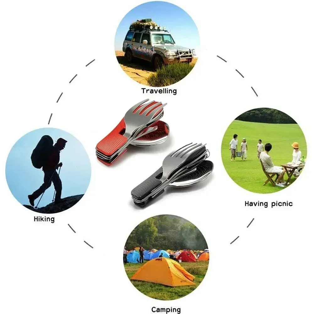 Набор складной посуды для кемпинга-многофункциональный нож вилка ложка