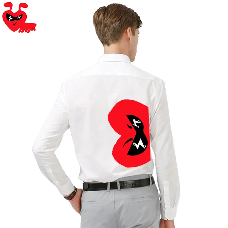 Мужская рубашка Break Egg из полиэстера с милым муравьем и вышивкой воротник принтом