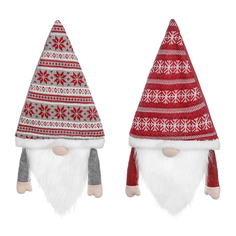 

2022 New Christmas Tree Topper Gnome Christmas Decoration Swedish Tomte Santa Gnomes Holiday Home Decor Knitted Snowflake Hat