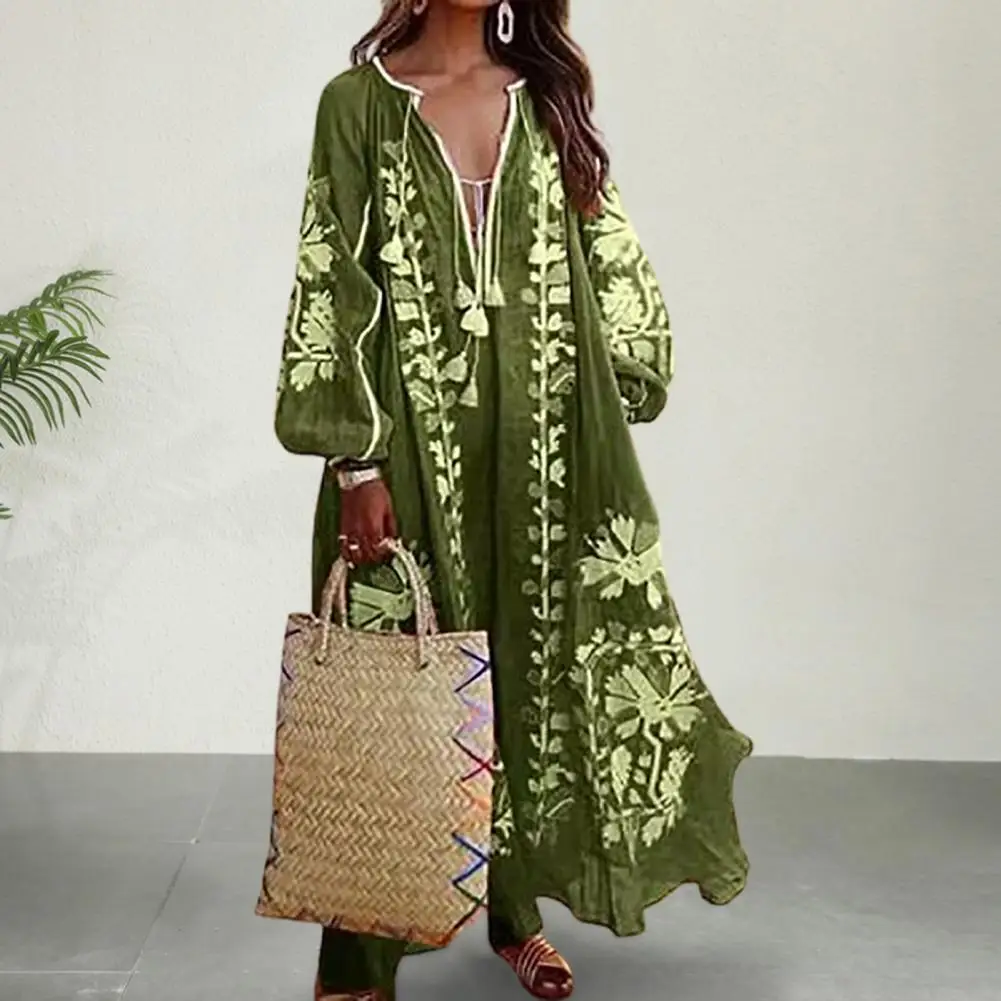 Женское пляжное платье-макси с V-образным вырезом