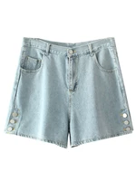 women jeans y2k denim cotton shorts high waist pockets casual fashion buttons wide leg hot pants summer 2022