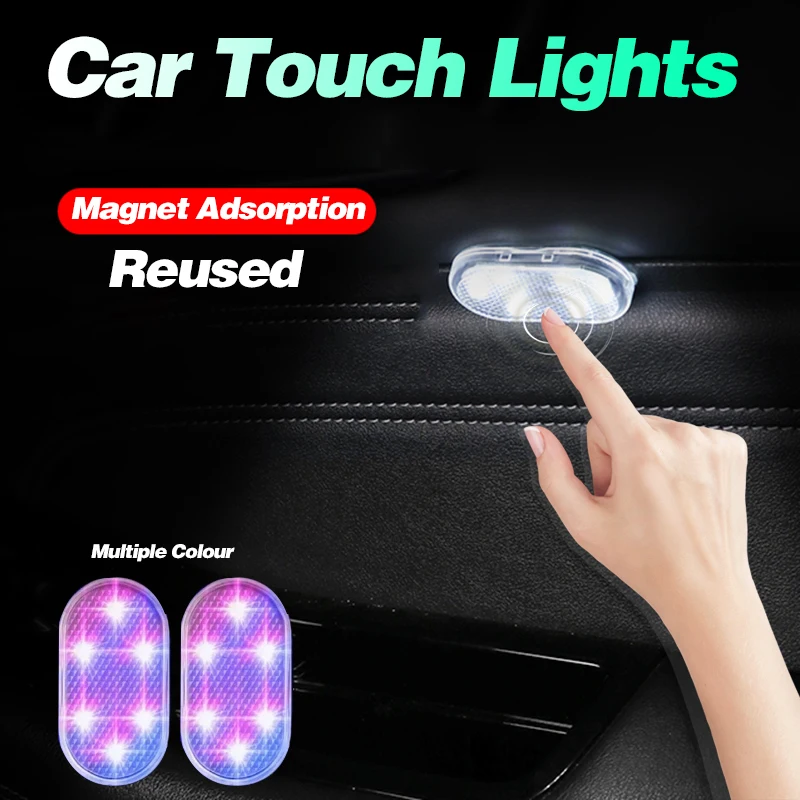 

1pc Car LED Touch Lights Wireless Interior Light Auto Roof Ceiling Reading Lamps For Door Foot Trunk Storage light