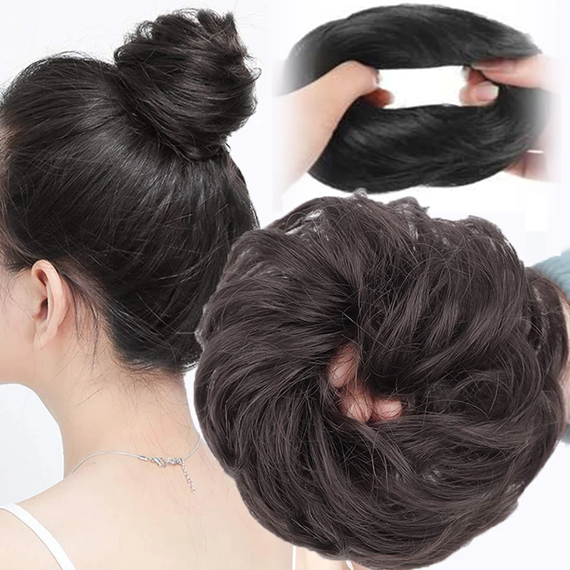 

Fluffy Invisible Seamless Bun Natural Look Synthetic Hair Ring Fluffy Hair Decoration Women Girls Hair Tie Braiding Hair Styling