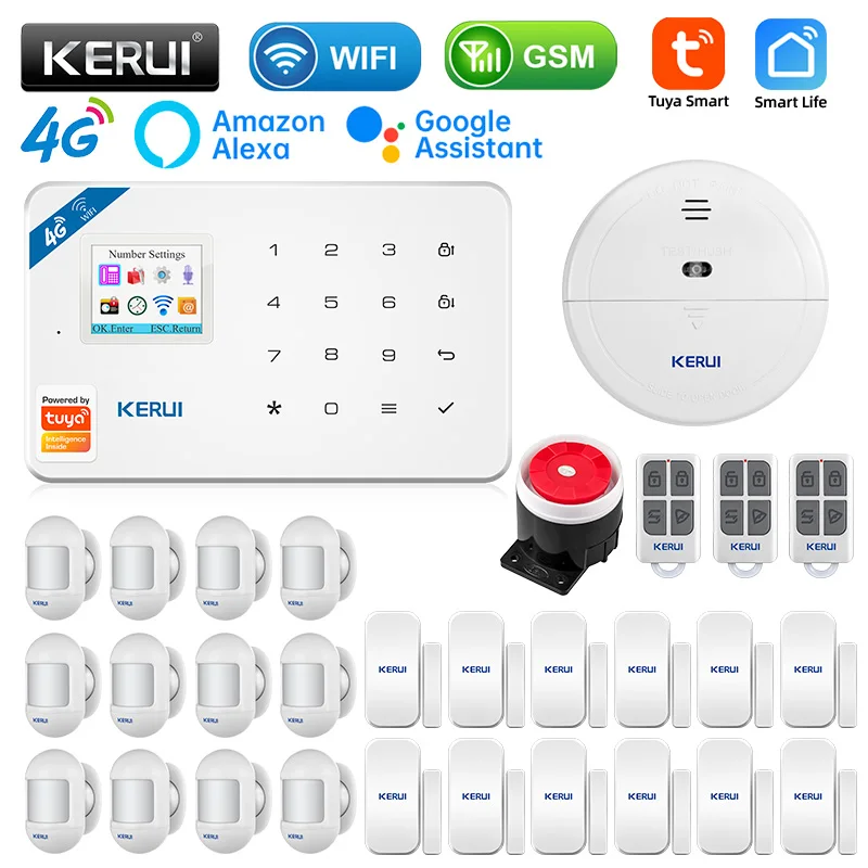 

KERUI W184 GSM 4G WIFI Security Protection Tuya APP Smart Home Alarms Anti Theft Security Alarm Alarm System Kit 6 Languages