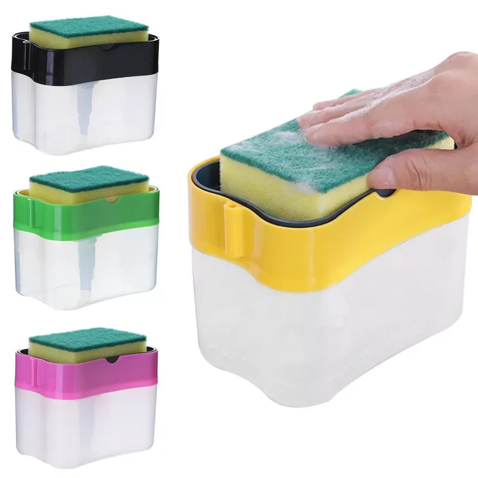 

Soap Dispenser Liquid Dispenser Container Hand Press Soap Organizer Kitchen Cleaner Tool with Sponge Holder