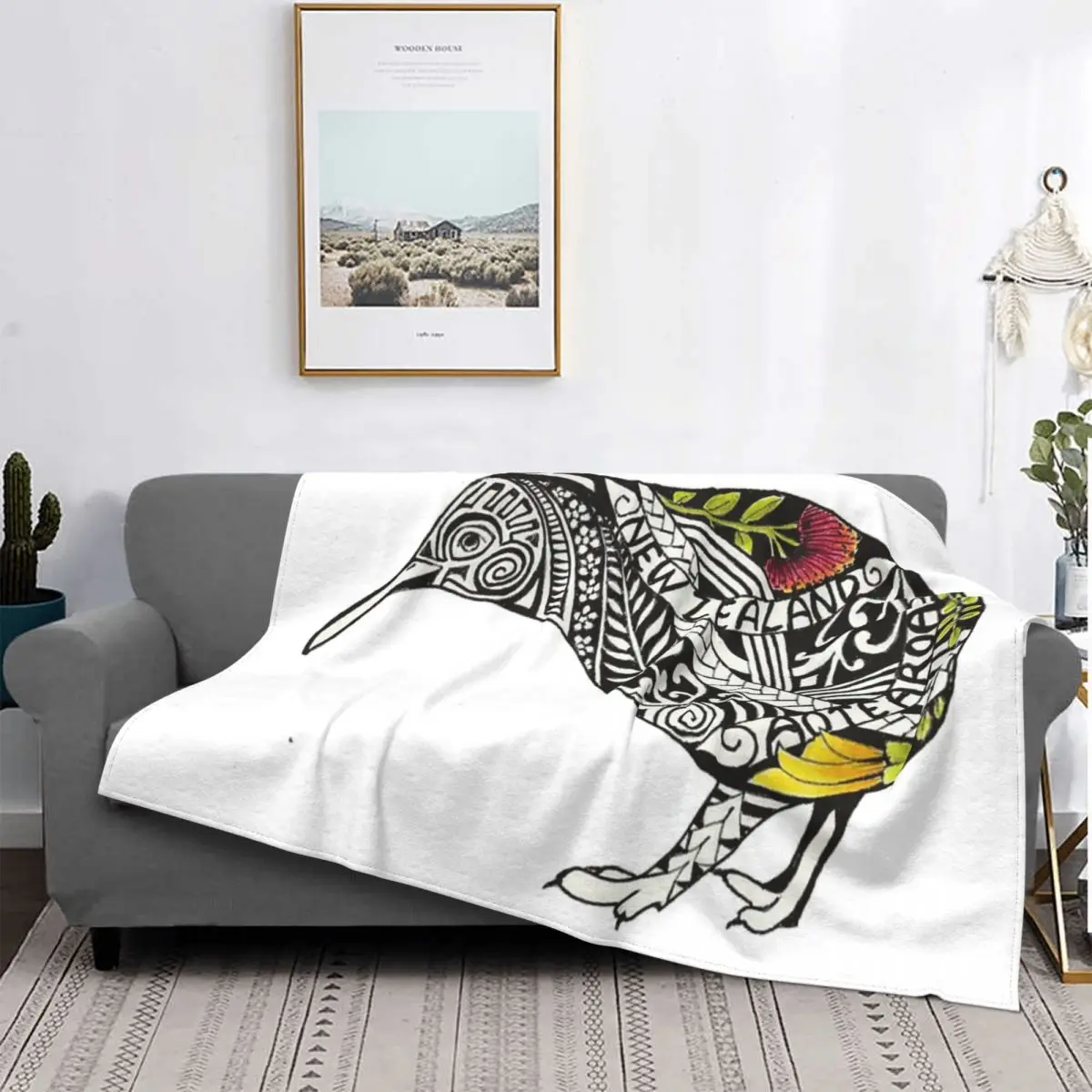

Manta de Kiwi de Nueva Zelanda, colcha de cama a cuadros, edredón de cama, manta de lana, manta