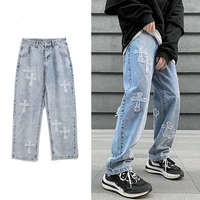 2022 new mens jeans casual wide leg denim trousers fashion loose straight man pants for man baggy hip hop male bottoms oversize