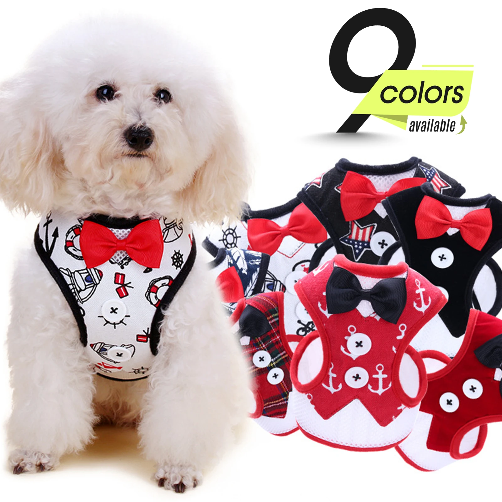 

Puppy Velvet Plaid Bowtie Gentleman Suit Boy Dog Tuxedo Harness Vest for Dogs with Handle PH012