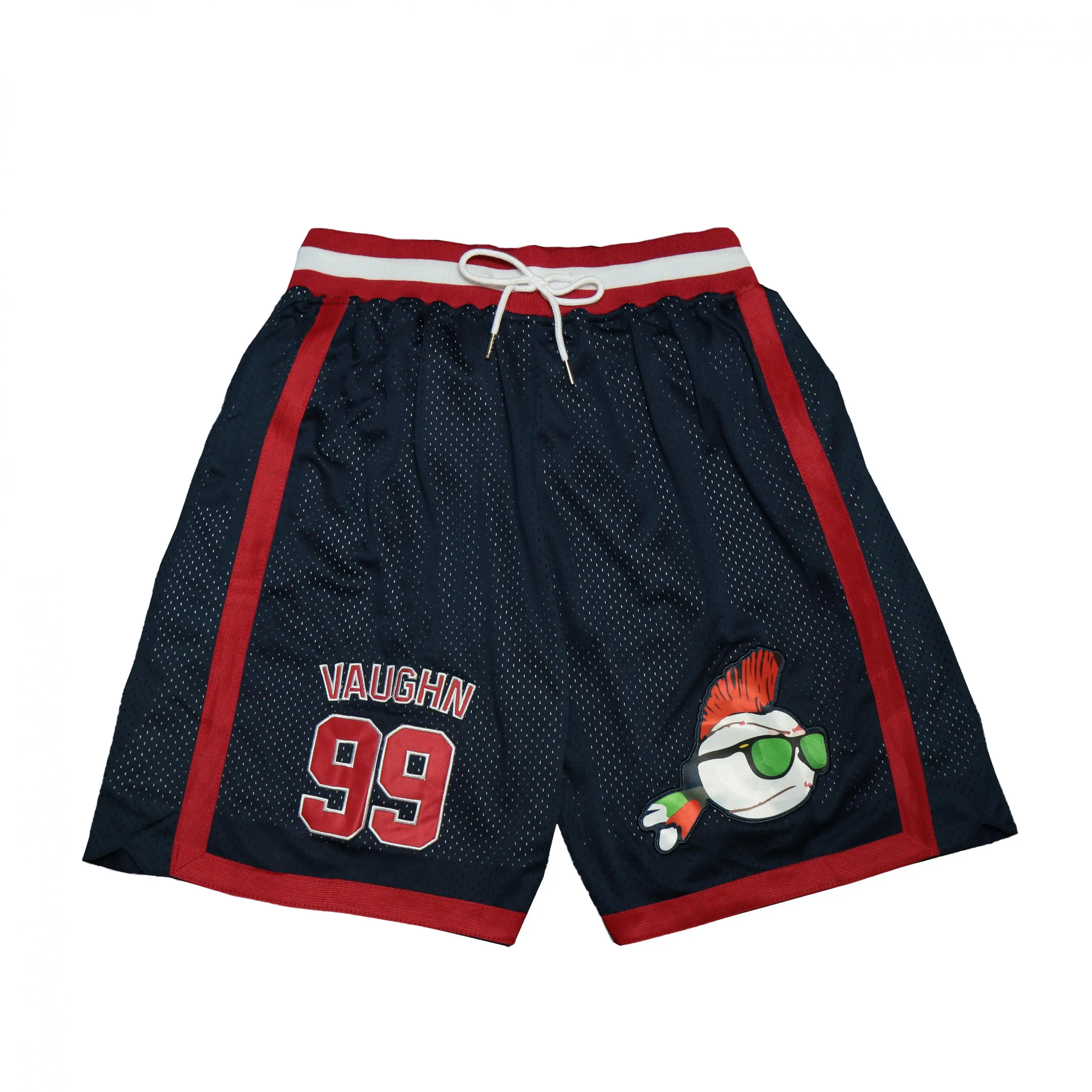Basketball Shorts Cleveland 99 VAUGHN Four Pockets Sewing Embroidery Sports Outdoor Beach Pants Fitness White Blue 2023 New