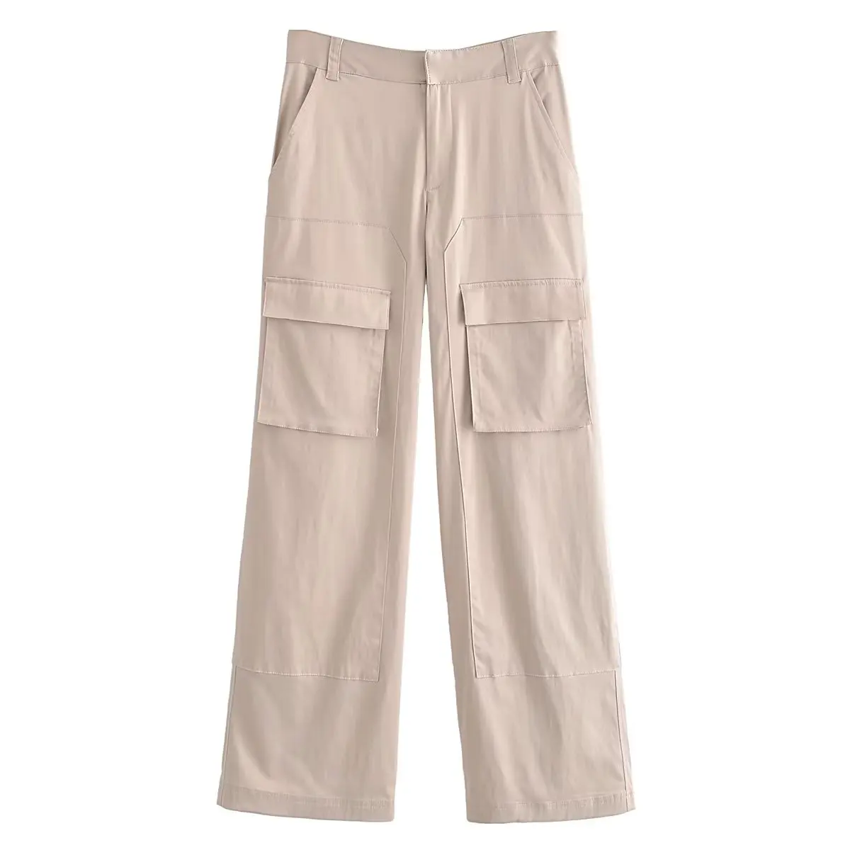 

SLTNX 2023 Women Fashion Y2k Cargo Pants Female Beige with Pockets Loose Casual Trousers Ladies Chic Elegant Spring Summer Pants