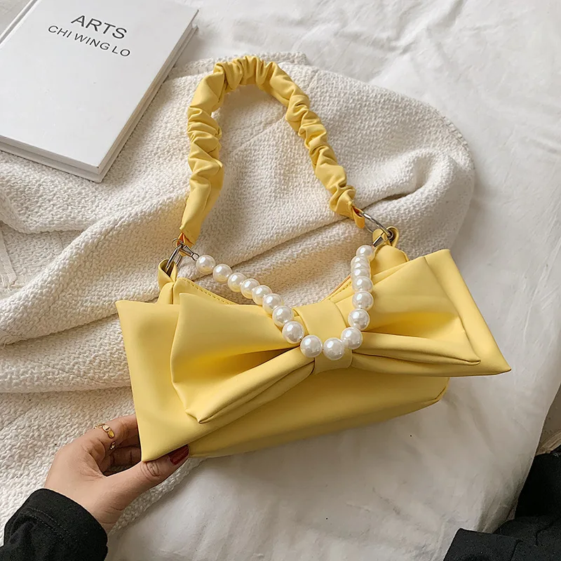 

Women Fashion Bags 2022 Summer New Handbag Bow Shoulder Bag Envelope Pearl Messenger Bag
