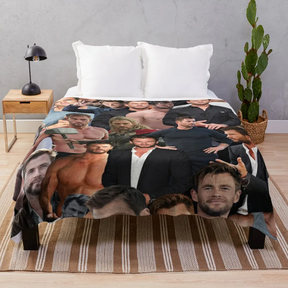 

chris hemsworth collage Throw Blanket Weighted Blanket