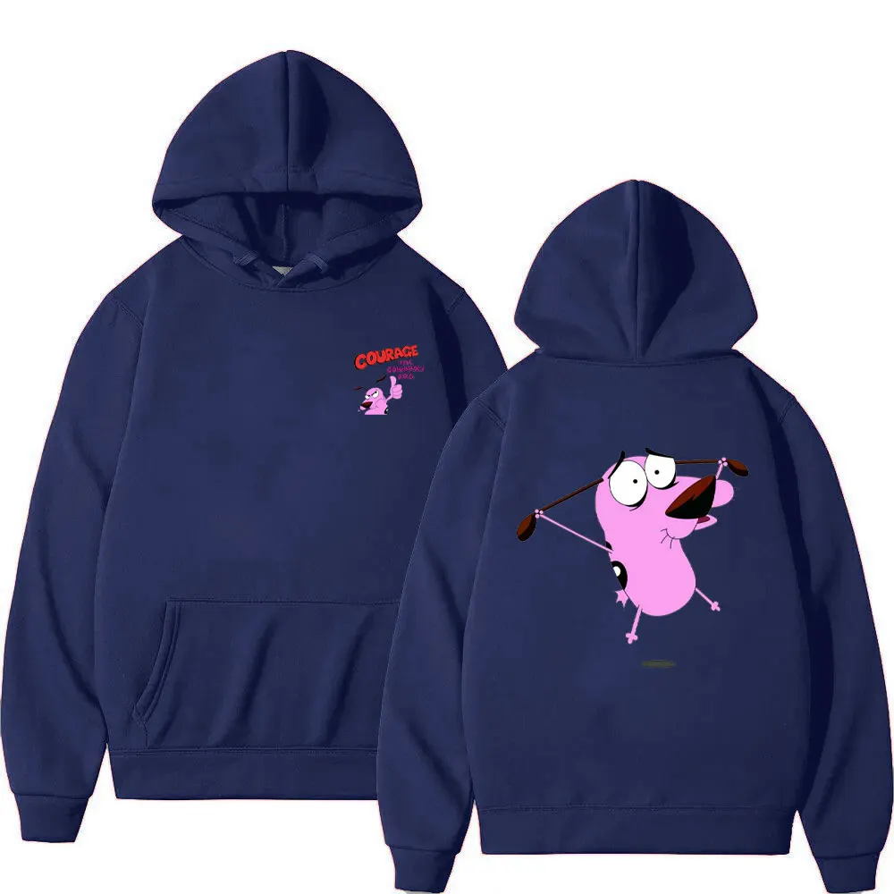Фото Толстовки с логотипом Courage The Cowardly Dog, двусторонний принт, мужская и женская модная толстовка с заниженными рукавами, пуловер 90-х с героями мультфильмов №4