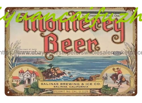 SJKY человек пещера гостиная настенный декор MONTEREY BEER металлическая жестяная