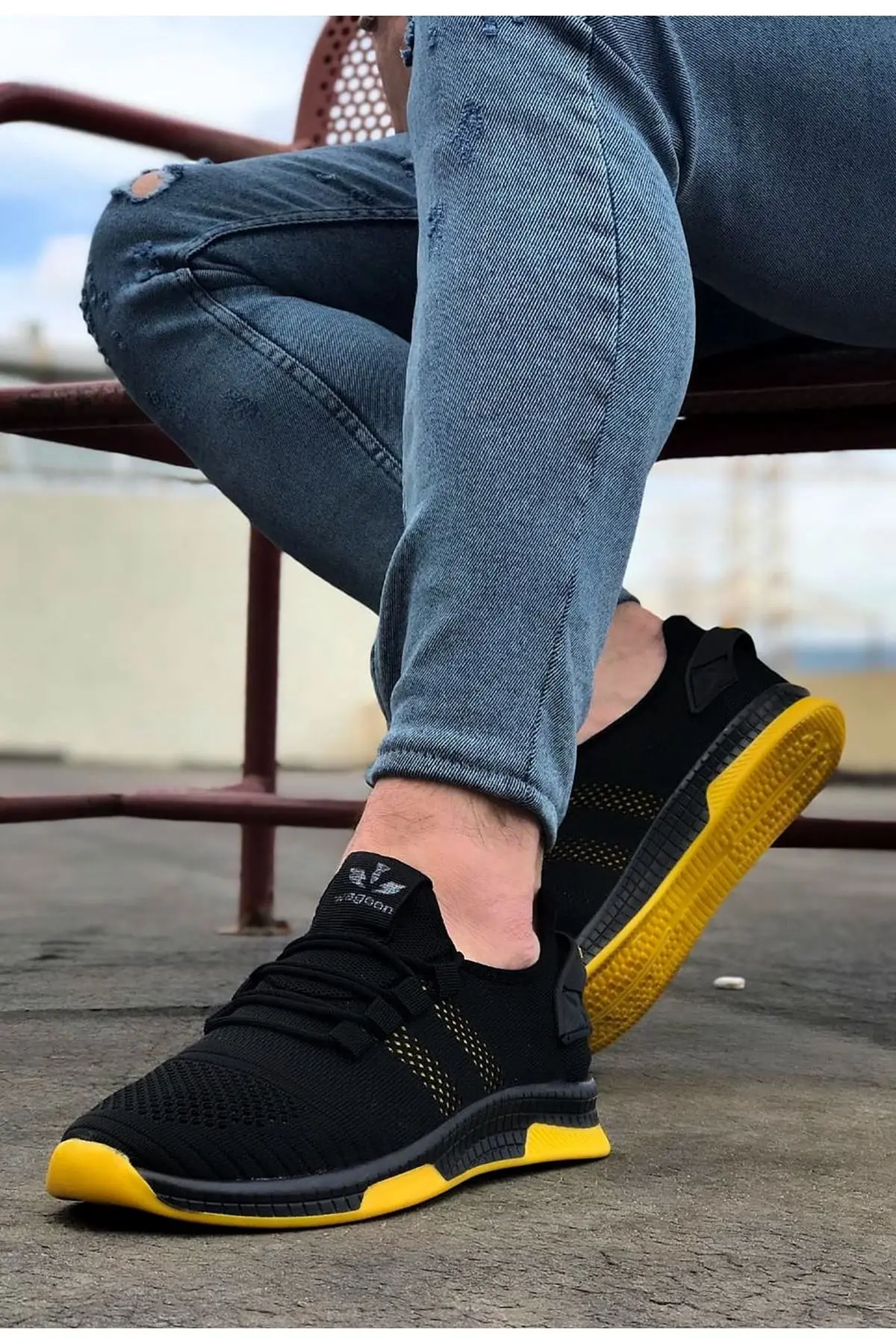 

BOA Male Sports Shoes Yellow Black Color Lace-Up Everyday Social Original Design Late Style Summer Linen Fashion Spring Summer Fall WG101