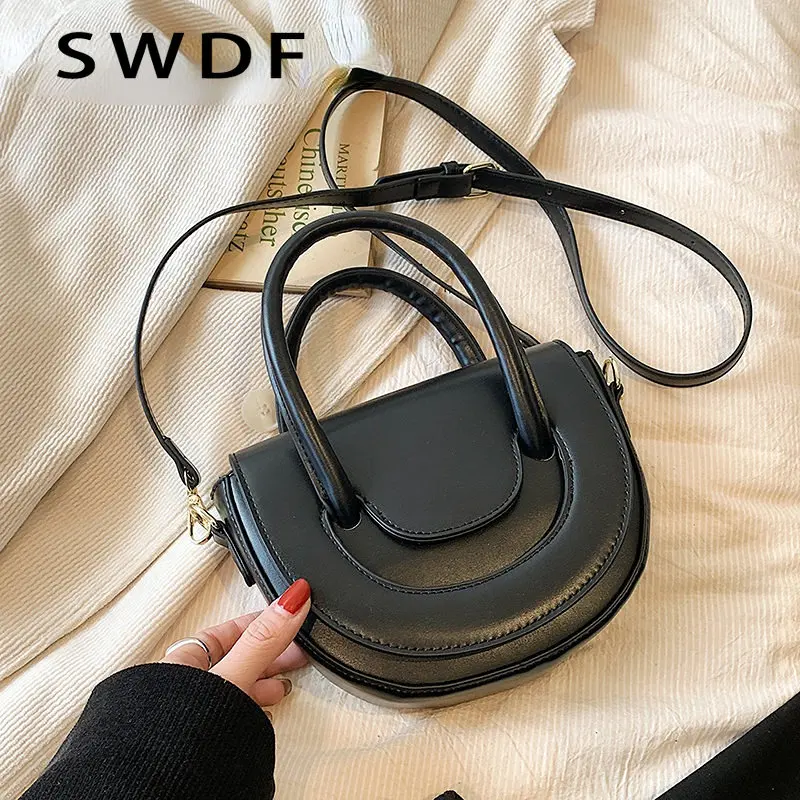 

SWDF New Women Bag Leather Small Crossbody Bags with Short Handle for Women 2023 Spring Solid Color Female Handbags and Purses