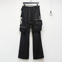 21ss raf simons lace up hemostatic slacks casual mens pants multi pocket zipped oversized high street cargo pants for woman