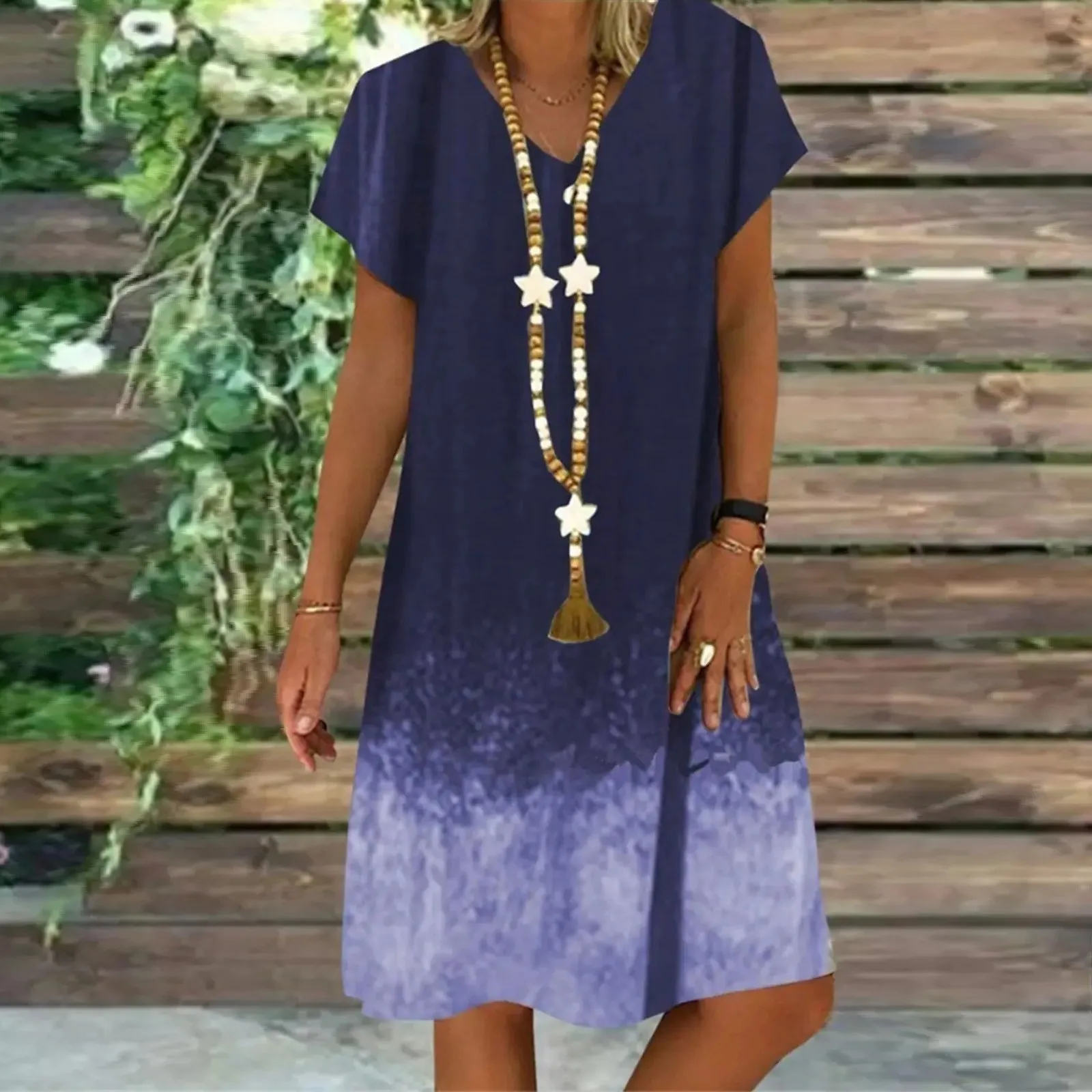 

Short Lace Dresses for Women Spring/Summer Printed Short Sleeve Women's Casual Dress Dark Mother of The Bride Dress