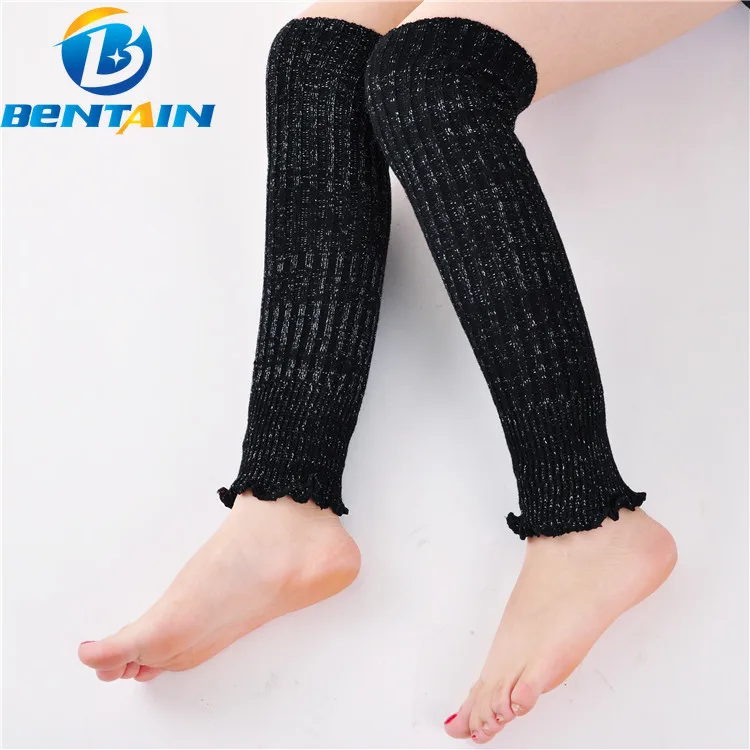 

Women's Leg Warmer Autumn Winter Foot Socks Silver Silk Knee Pads Long Socks Keep Warm Foot Cover Crochet Socks Boot Cuffs