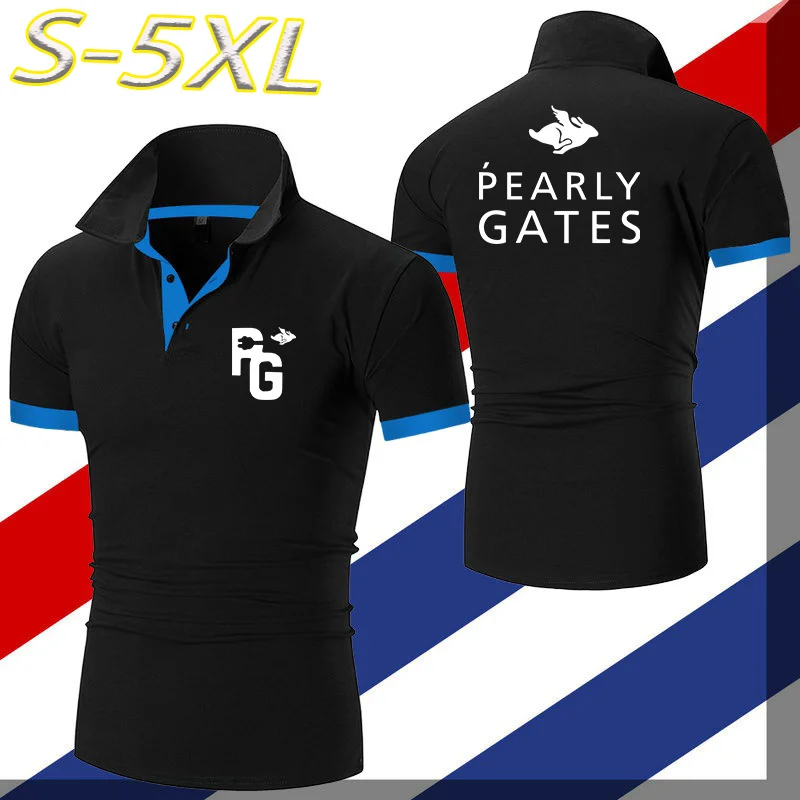 

2022 Pearly Men Shirt Short Sleeve Polo Shirt Chest Two Stripe Color Stitching Top Comfortable Beach Lapel Men's Top Men's Polo