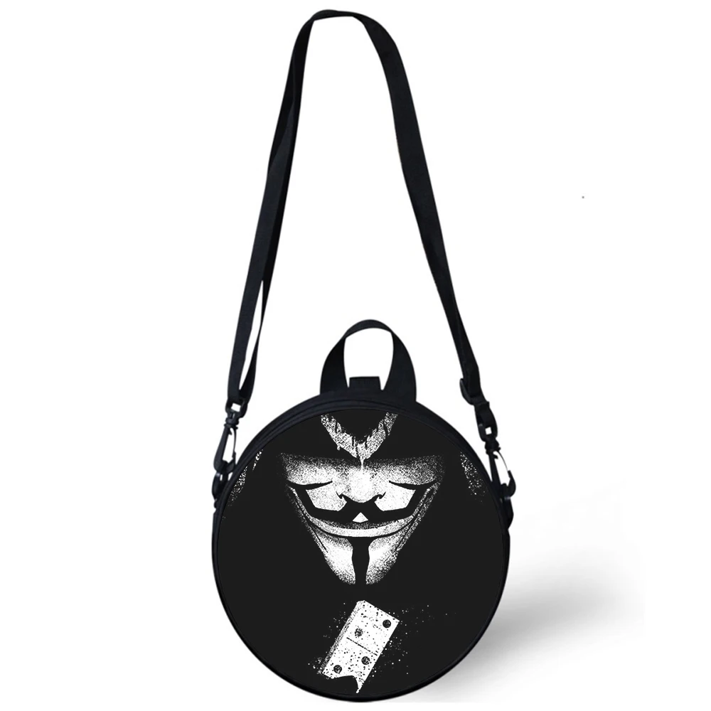 V for Vendetta Child kindergarten Bag 3D Print Crossbody Shoulder Bags For School Women Mini Round Bagpacks Rugtas Bag