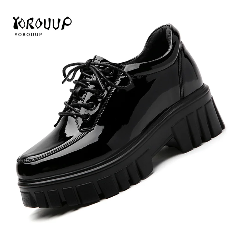 Brand Women's Shoes New Bling Leather Shoes Women Fashion Single Shoes Non-slip Heightening Shoes for Women Retro Shoes Woman