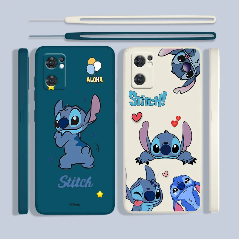 

NEW Stitch LOVE Phone Case For OPPO Find X5 X3 X2 Lite Pro Neo A96 A94 A93 A77 A76 A74 A73 Liquid Left Rope Cover Soft Back Capa