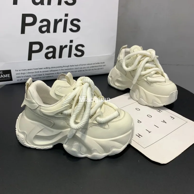 Женские кроссовки для бега на платформе повседневные мотоциклетные с цветным