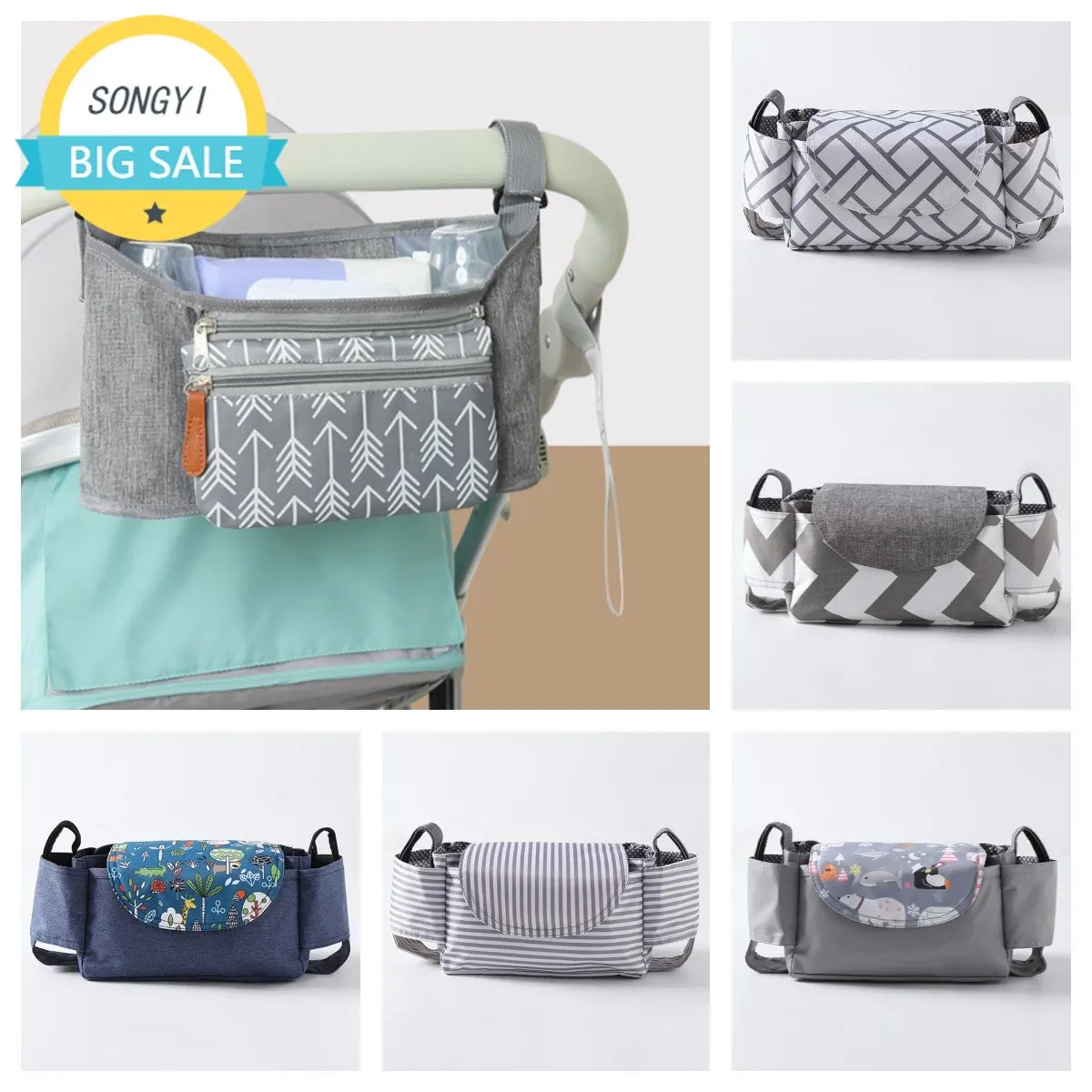 Baby Stroller Bag Universal Wearproof Infant Toddler Diaper Bag Multi-Pocket Mummy Travel Nappy Bag Organizer for Newborn