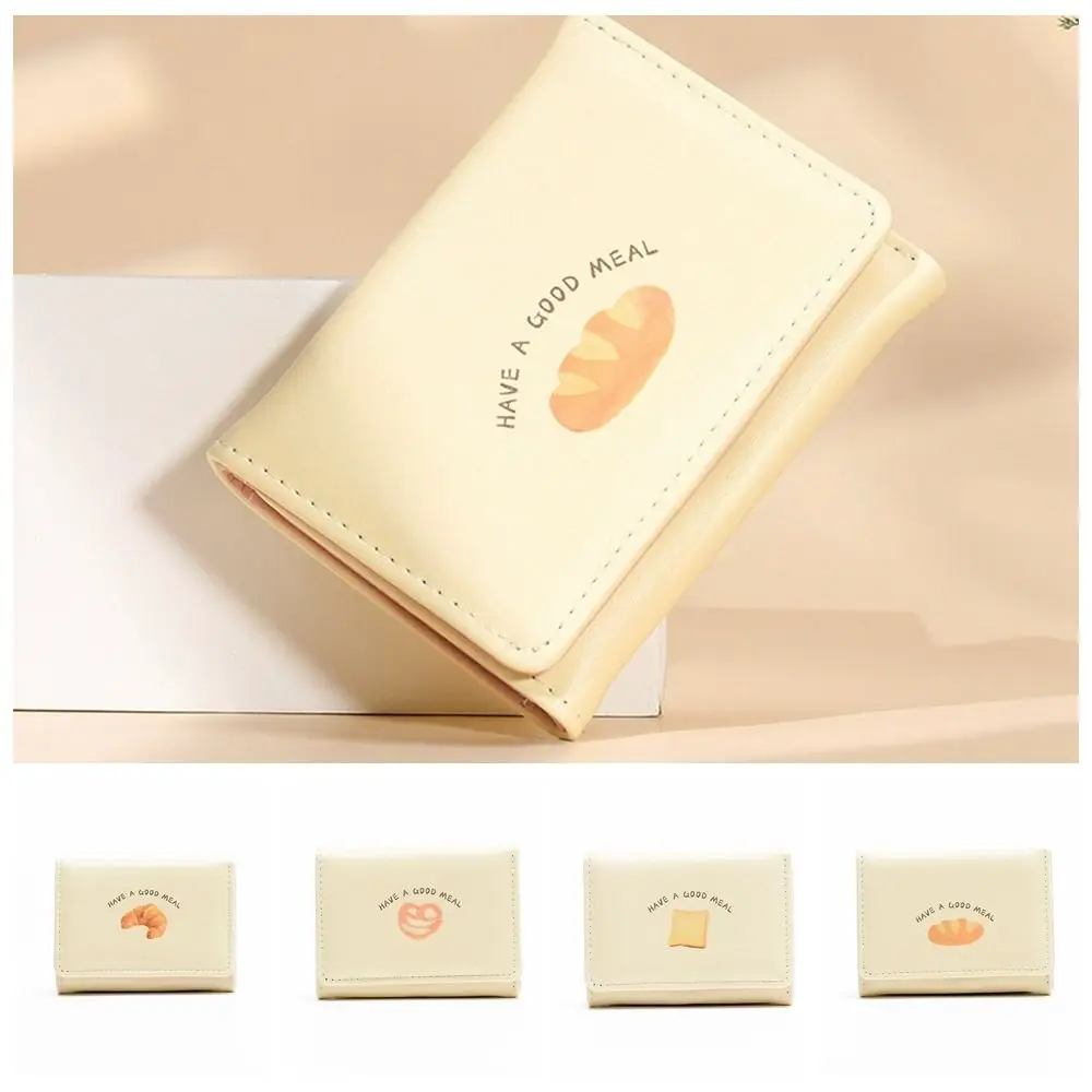 

Cartoon Credit Card Holder Wallet Korean Bread Toast Hand Bags Multi-Cards PU Leather Coin Pocket Ladies