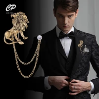 mens domineering lion brooch shirt collar necrhable fashion breast west suits a generic needle british badge
