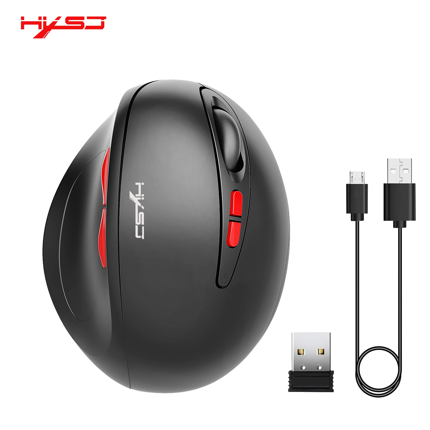 

HXSJ Wireless Mouse 2.4GHz USB ABS Optical Game Mouse 4 Buttons Ergonomics Design Desktop Vertical Mouse 2400DPI For Office Home