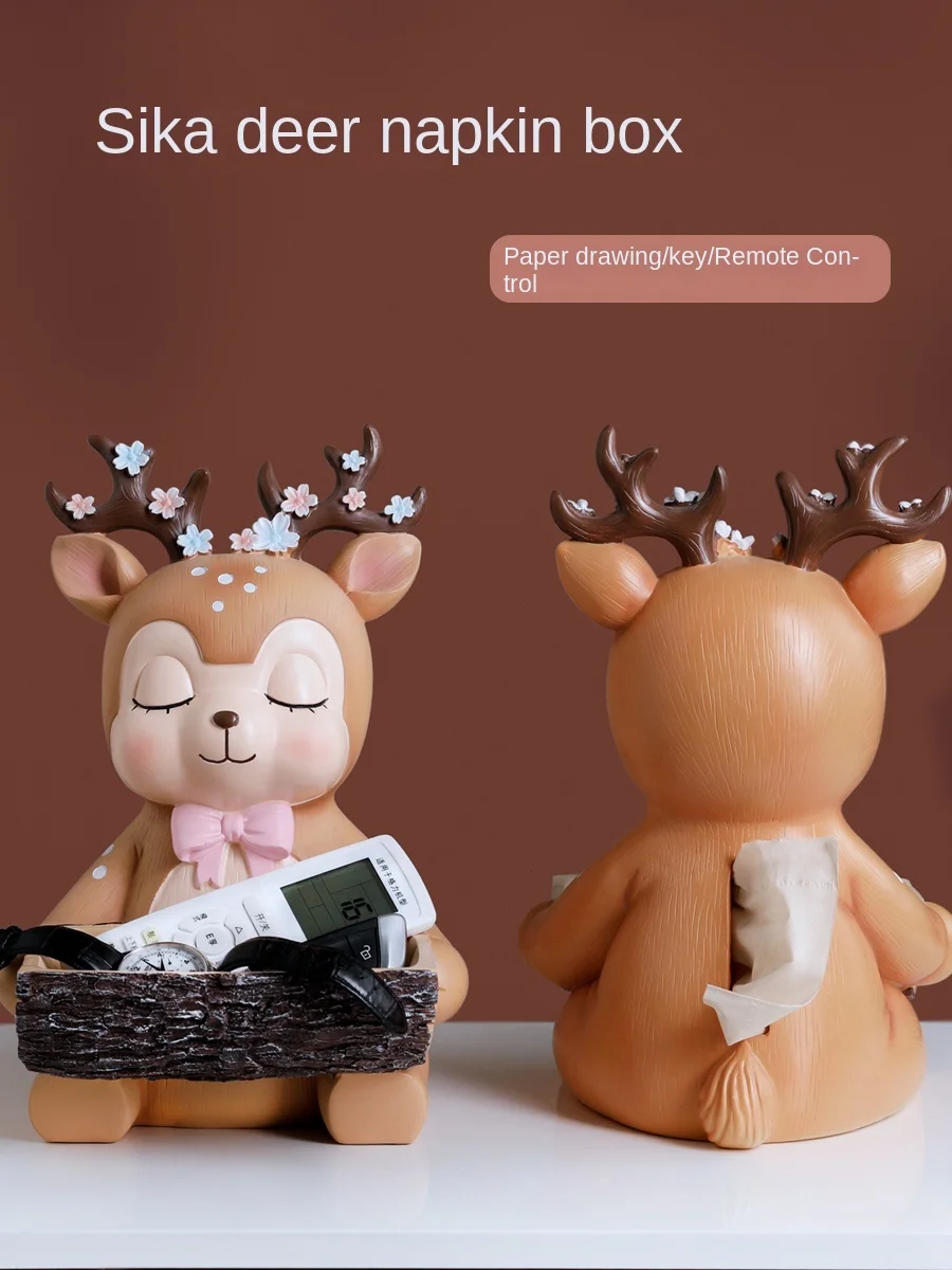 

Creative fawn tissue box decoration storage box living room tea table remote control paper extraction box multifunctional