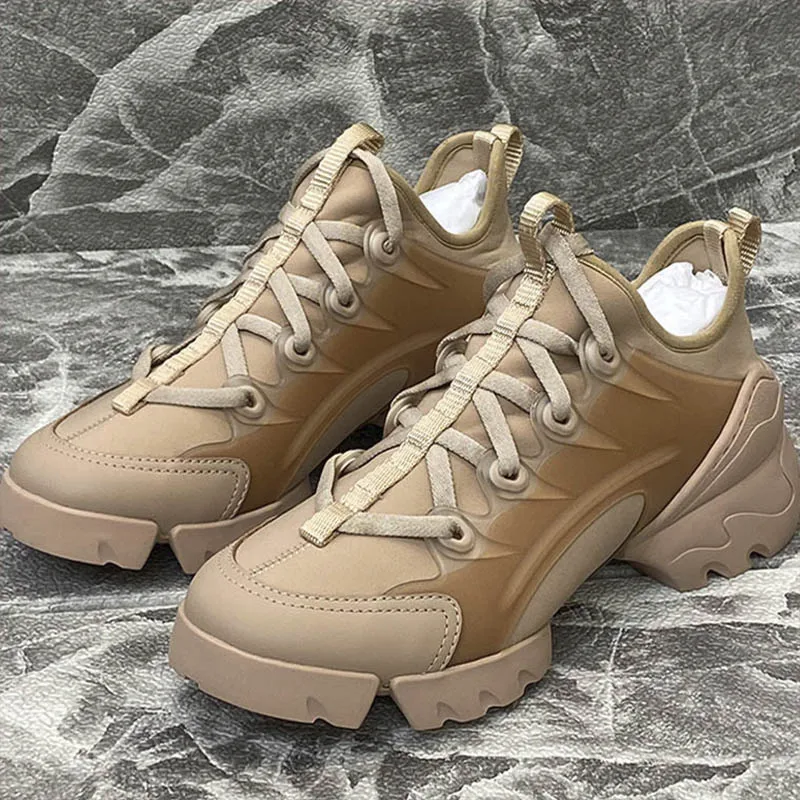 

2023 New classic high quality leather women's thick soled shoes New fashion casual shoes heel height 5cm with dust bag