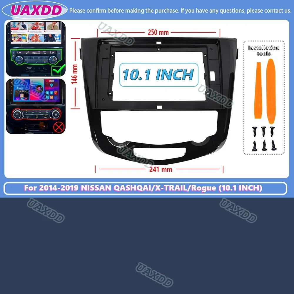 

10,1-дюймовая радиорамка для NISSAN X-Trail Qashqai Rogue 2014-2019, комплект Dash Double Din Android, стереоплеер, установка объемной панели