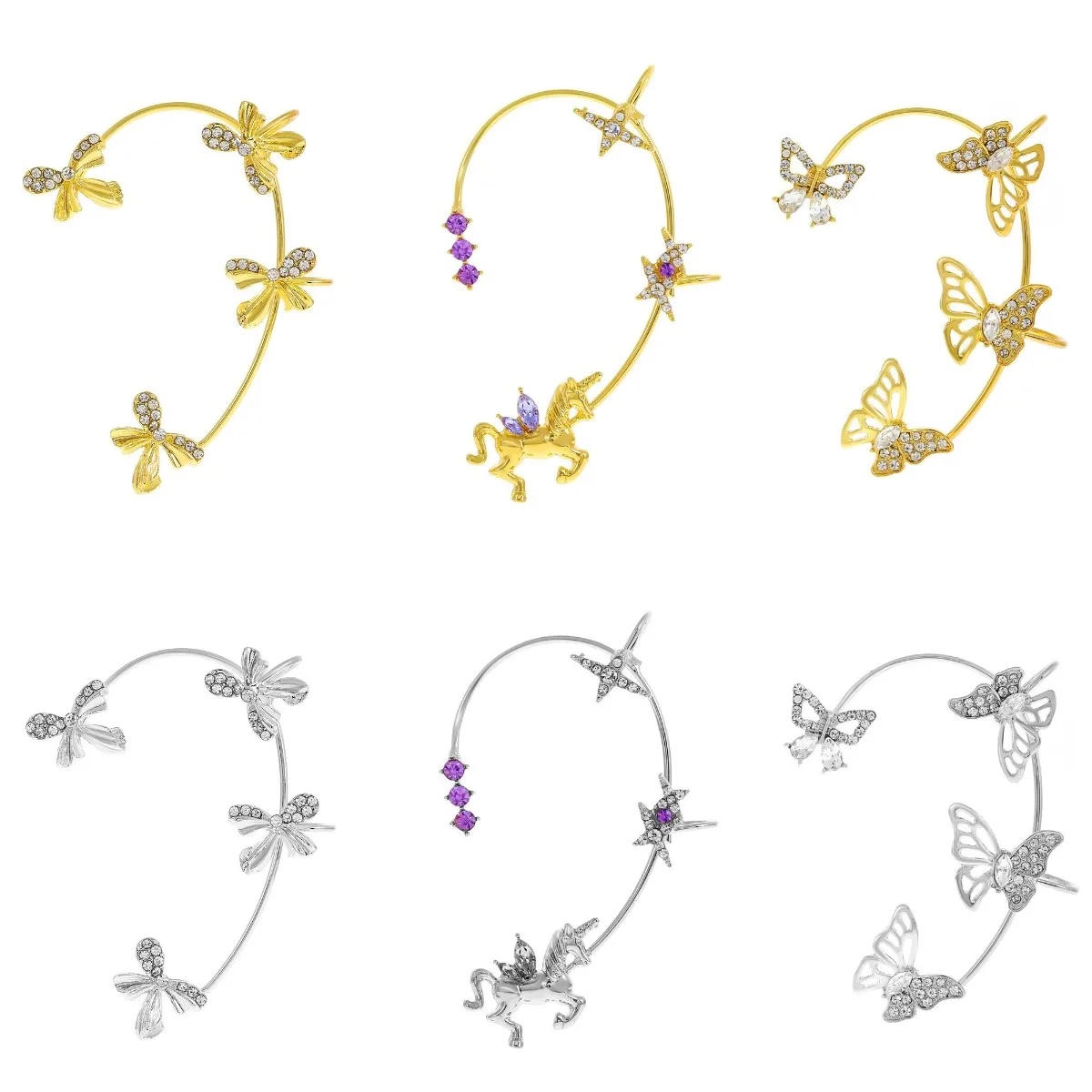 

2022 New Butterfly Zircon Star Flower Geometric Ear Hanging Clip Earrings for Women Earing Ear Cuff Without Ear Piercing Jewelry