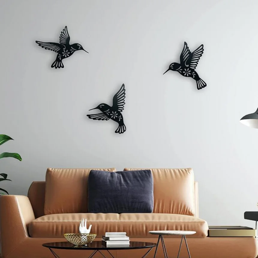 

3pcs Simulated Hummingbird Wall Art Decor 3D Hummingbird Sculpture Butterfly Dragonfly Hanging Figurines Ornament Home Decor