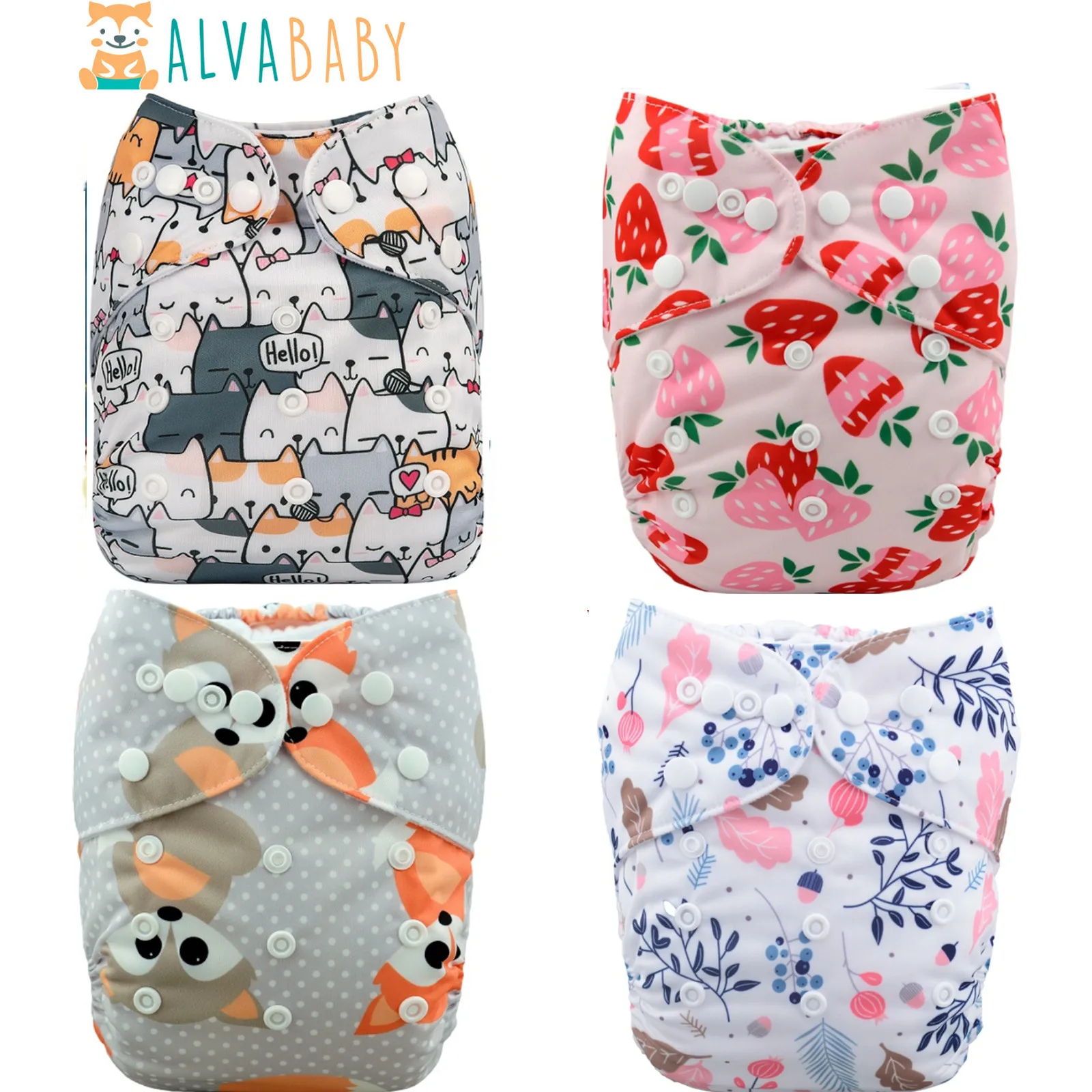 ALVABABY Экологичные современные тканевые подгузники для младенцев и 3-15 кг с одной