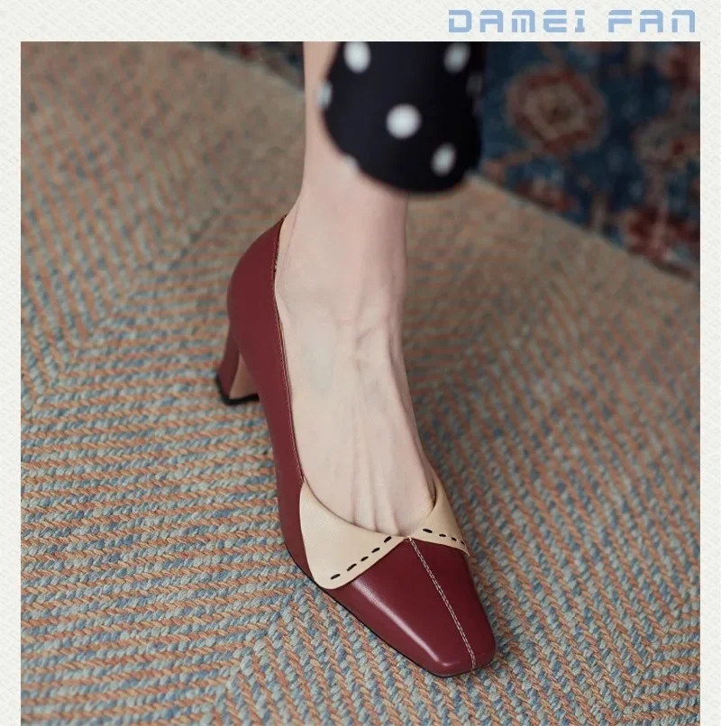 Туфли Женские туфли-лодочки из мягкой кожи для женщин туфли на каблуке с бокалом