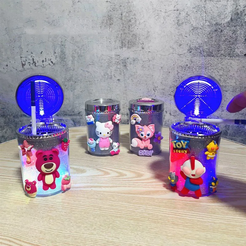 

Милая Sanrios серия аниме Hello Kitty моя мелодия мультфильм автомобиль сияющая пепельница многофункциональная с крышкой со светодиодсветильник к...
