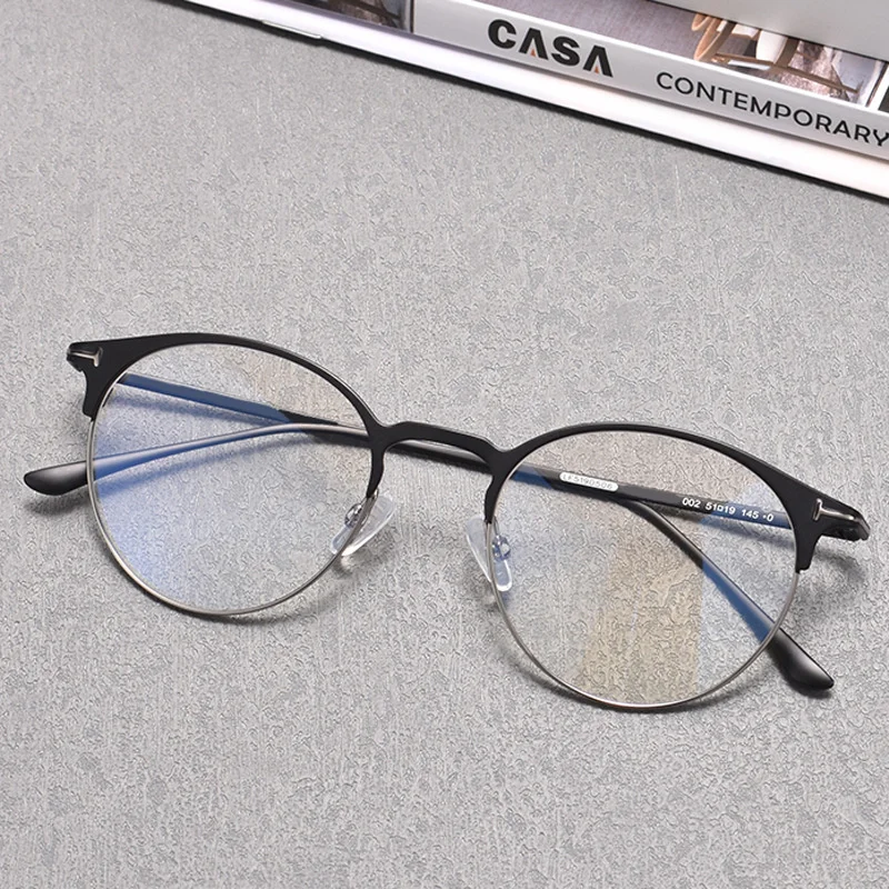 Top Grade Retro Round Glasses Frame Men Designer Reading Eyewear Titanium Women Prescription Tom Brand ULTRA-LIGHT Eyeglasses