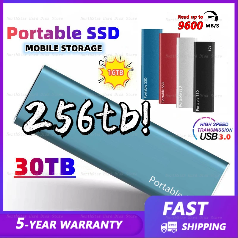 

Portable 1TB M.2 SSD 256TB Type-C Mobile Hard Drive Usb 3.1 Solid State Hard Drive 512GB Hard Disks External for Laptop PS5 PS4