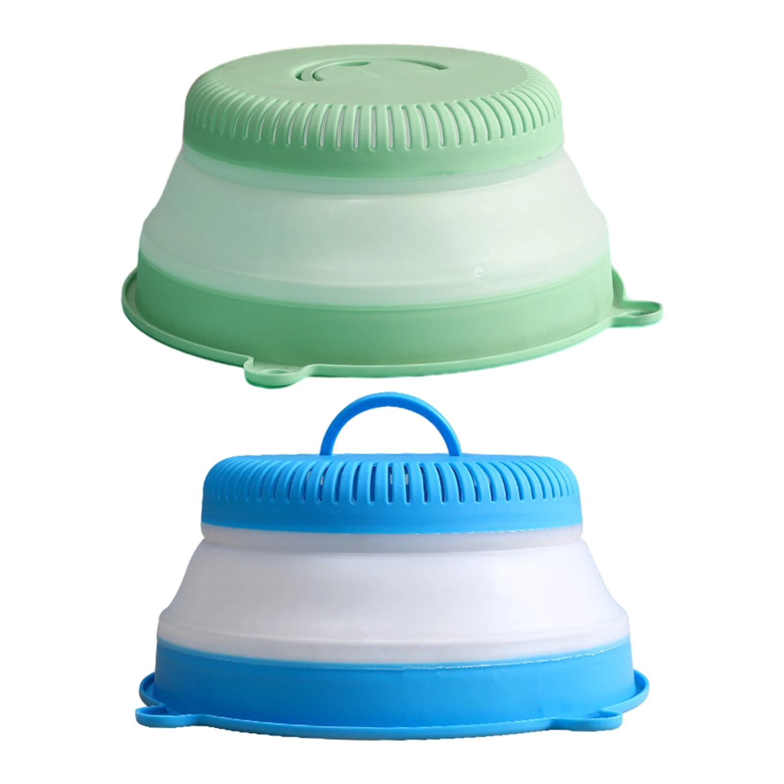 

2pcs Foldable Anti Splash Professional Practical Reusable Drain Basket For Microwave Vegetables Food Cover Restaurant Fruits