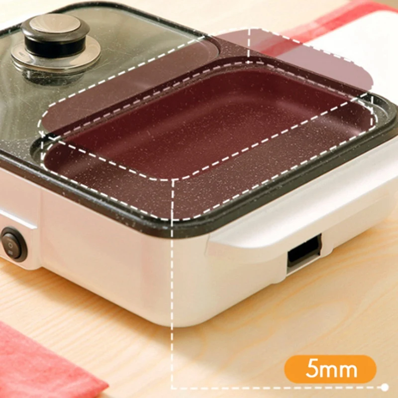 2-в-1 Крытый электрический горячий горшок и сковорода с антипригарным покрытием