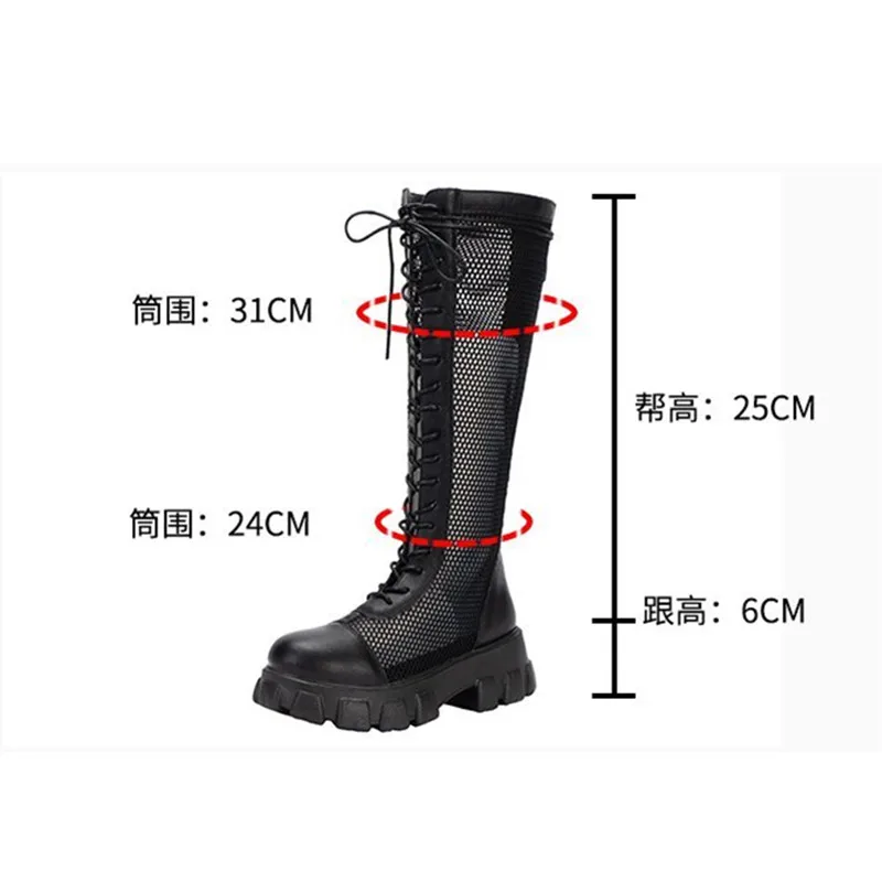 High Knee Cool Boots Sandals Women 2023 New Hihg Heels Rome Mesh Breathable Lace Up Sandals Ladies Paltform Sandals Shoes Party