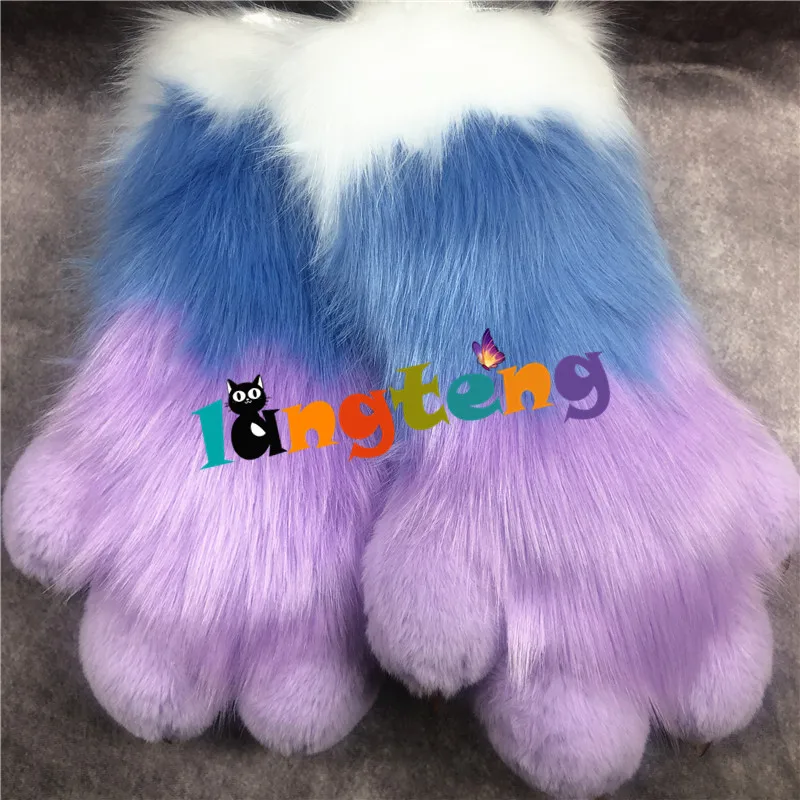 Azul e Branco Estilo do Prego High-end Personalizado Roxo Costura Besta Patas Fursuit Garras Resina Y08