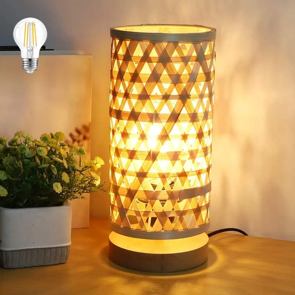 

Depuley Modern Creative Table Lamp with Rubber Wooden Base Minimalist Night Stand Lamp for Office Living Room E26 Bulb Included