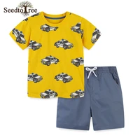 summer childrens sets 2 7y boys round neck short sleeve t shirt casual shorts two pieces suit kids